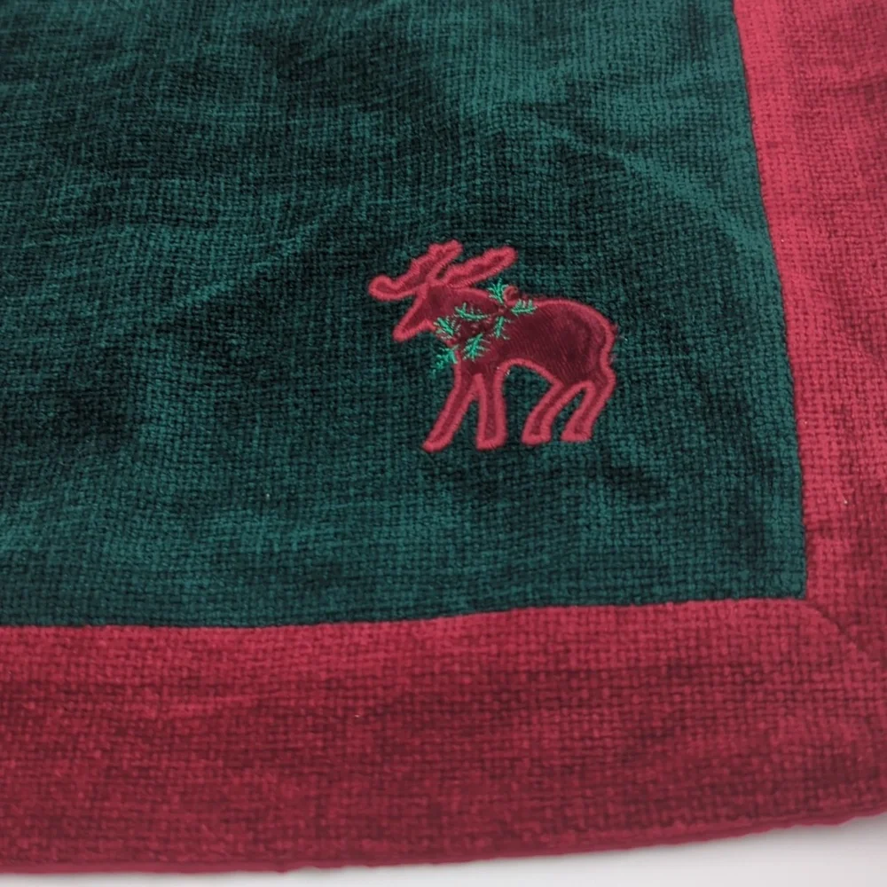 Vintage Moose Place Mat Embroidered Red Green Set Of 4 Chenille Cotton 13x7